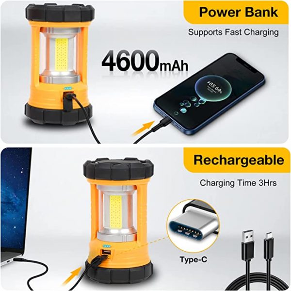 4 Pack Camping Lantern, Rechargeable LED Lanterns, Solar Lantern Battery  Powered Hurricane Lantern Flashlights with 3 Powered Ways & USB Cable for  Emergency, Power Outage, Hurricane Supplies,Black 